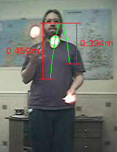 [one throw with a fitted parabola]