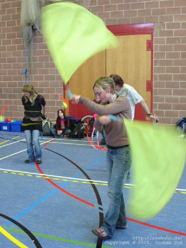 [swinging flags]