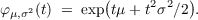              (     2 2 )
φμ,σ2(t) = exp tμ+ t σ ∕2.
     